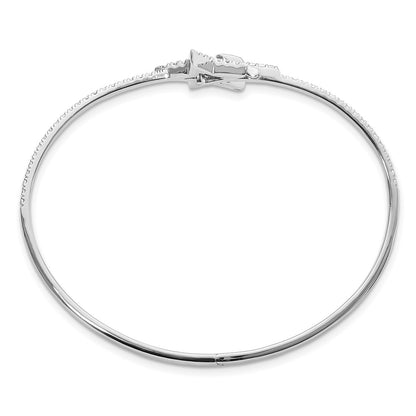14k White Gold 7/8 carat Lab Grown Diamond VS/SI+ G+ Complete Star Hinged Bangle Bracelet