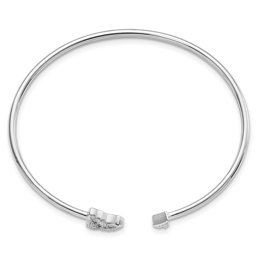 14k White Gold 1/5 carat Lab Grown Diamond VS/SI+ G+ Complete Celtic Knot Cuff Flexible Bangle Bracelet