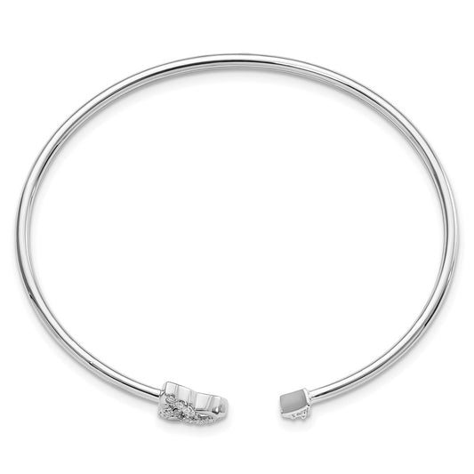 14k White Gold 1/5 carat Lab Grown Diamond VS/SI+ G+ Complete Celtic Knot Cuff Flexible Bangle Bracelet