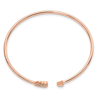 14k Rose Gold 1/10 carat Lab Grown Diamond VS/SI+ G+ Complete Arrow Cuff Flexible Bangle Bracelet