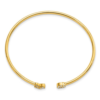 14k 1/5 carat Lab Grown Diamond VS/SI+ G+ Complete X and O Cuff Flexible Bangle Bracelet