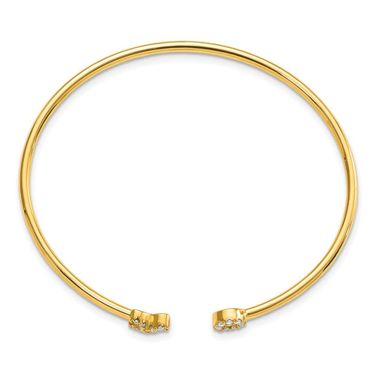 14k 1/5 carat Lab Grown Diamond VS/SI+ G+ Complete X and O Cuff Flexible Bangle Bracelet