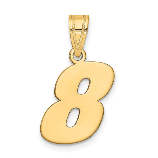 14k Polished Block Number 8 Pendant