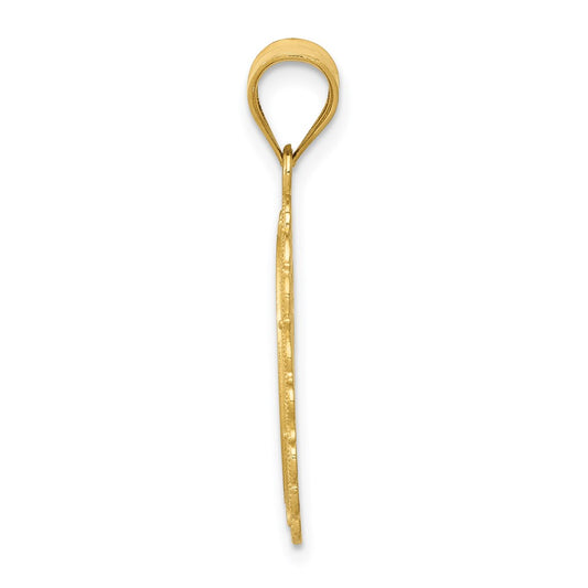 14k Solid Satin Polished Taurus Zodiac Oval Pendant