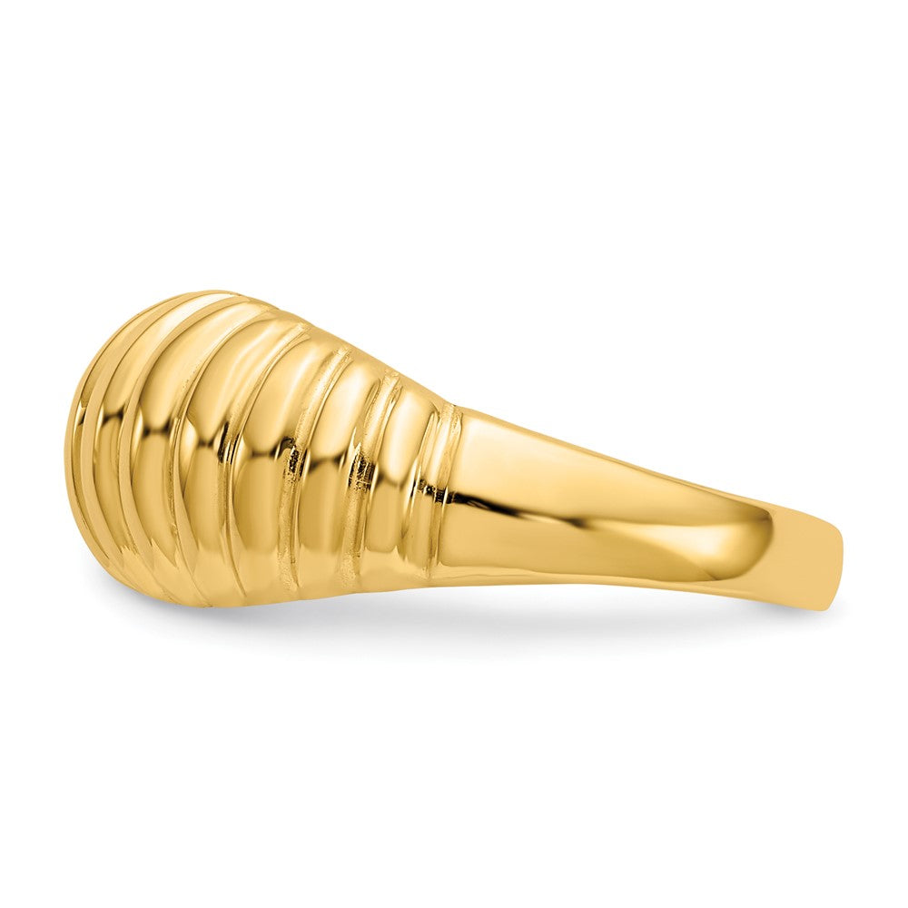 10k High Polished Ribbed Dome Ring