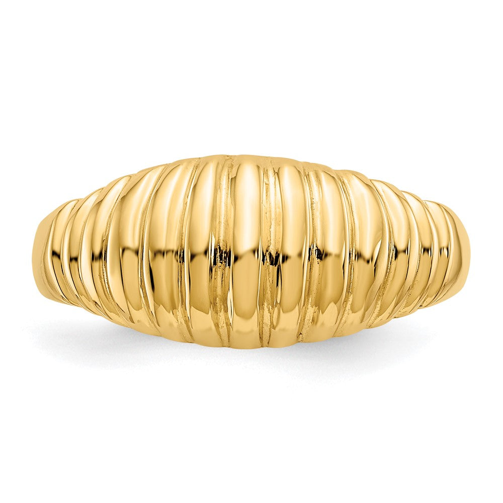 10k High Polished Ribbed Dome Ring