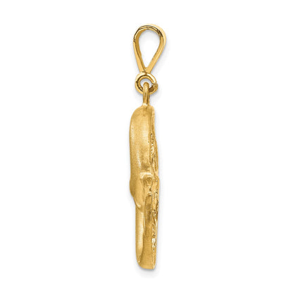 14k Satin Diamond-cut Pisces Zodiac Charm