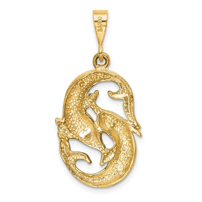 14k Satin Diamond-cut Pisces Zodiac Charm