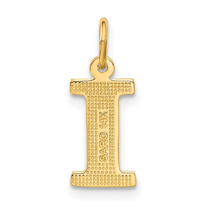 14KY Satin Diamond-cut Letter I Initial Charm