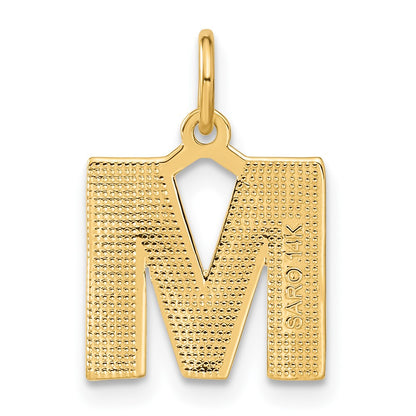 14KY Satin Diamond-cut Letter M Initial Charm