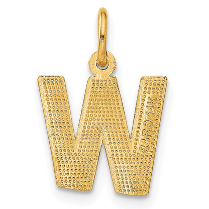 14KY Satin Diamond-cut Letter W Initial Charm
