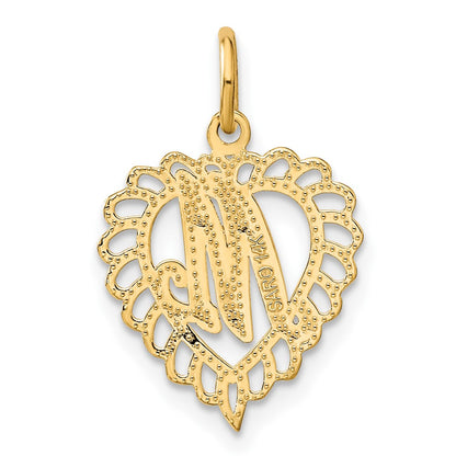 14k Heart Letter M Charm