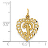 14k Heart Letter P Charm