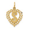 14k Heart Letter S Charm