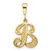 14KY Polished Script Filigree Letter B Initial Pendant