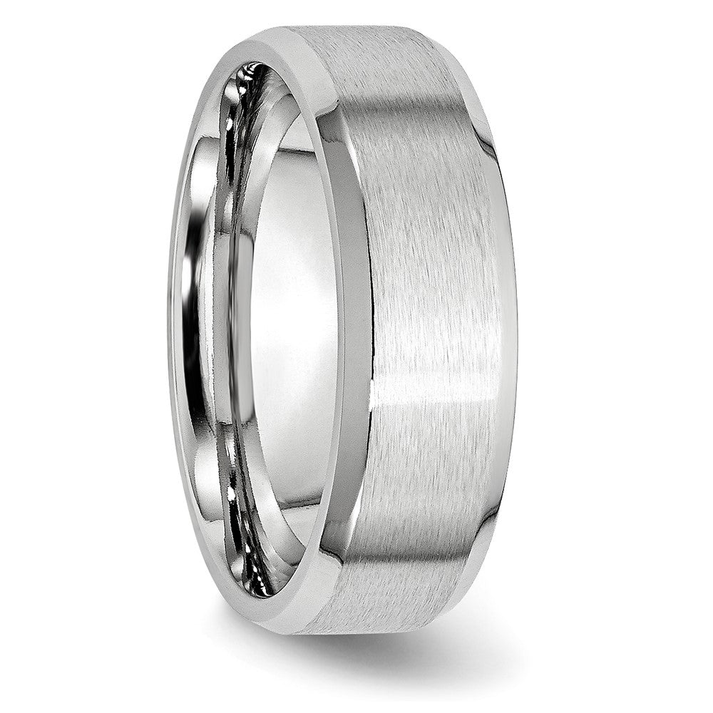 Chisel Cobalt Satin and Polished Beveled Edge 7mm Band