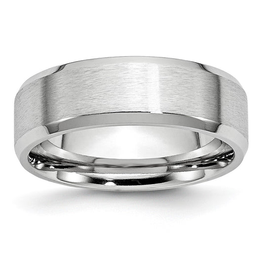 Chisel Cobalt Satin and Polished Beveled Edge 7mm Band