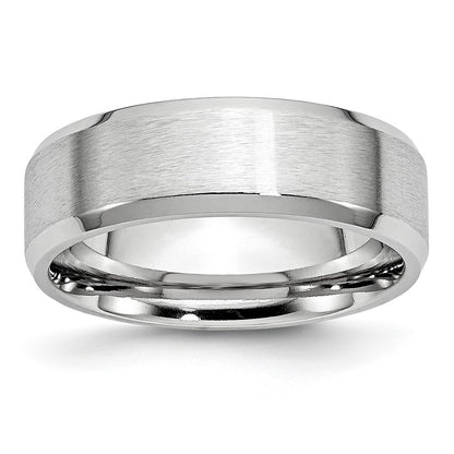 Chisel Cobalt Satin and Polished Beveled Edge 7mm Band