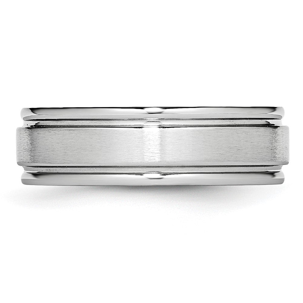 Chisel Cobalt Satin and Polished Ridged Edge 7mm Band