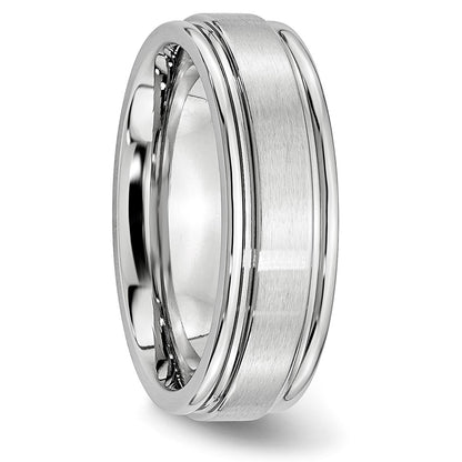 Chisel Cobalt Satin and Polished Ridged Edge 7mm Band
