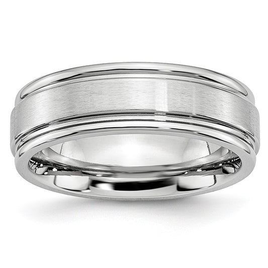 Chisel Cobalt Satin and Polished Ridged Edge 7mm Band