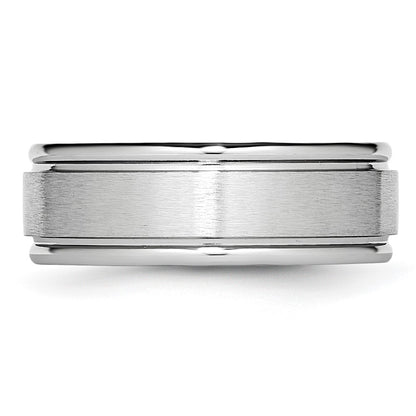 Chisel Cobalt Satin and Polished Ridged Edge 8mm Band
