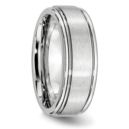 Chisel Cobalt Satin and Polished Ridged Edge 8mm Band