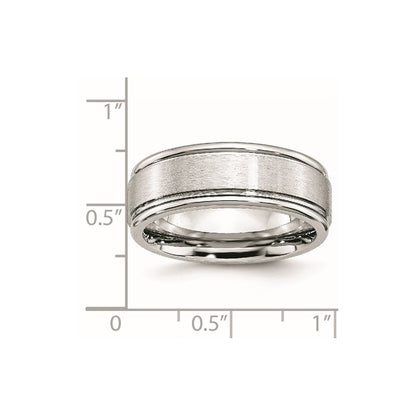 Chisel Cobalt Satin and Polished Ridged Edge 8mm Band