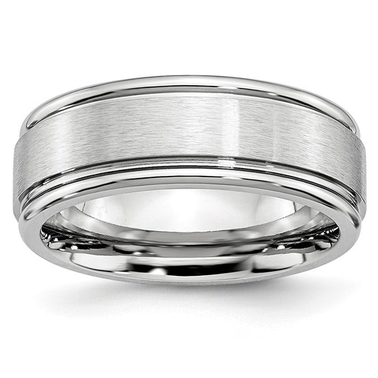Chisel Cobalt Satin and Polished Ridged Edge 8mm Band