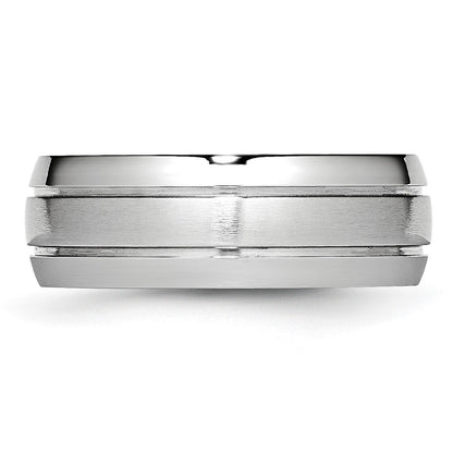Chisel Cobalt Polished and Satin Grooved 8mm Band
