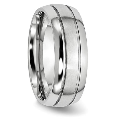 Chisel Cobalt Polished and Satin Grooved 8mm Band
