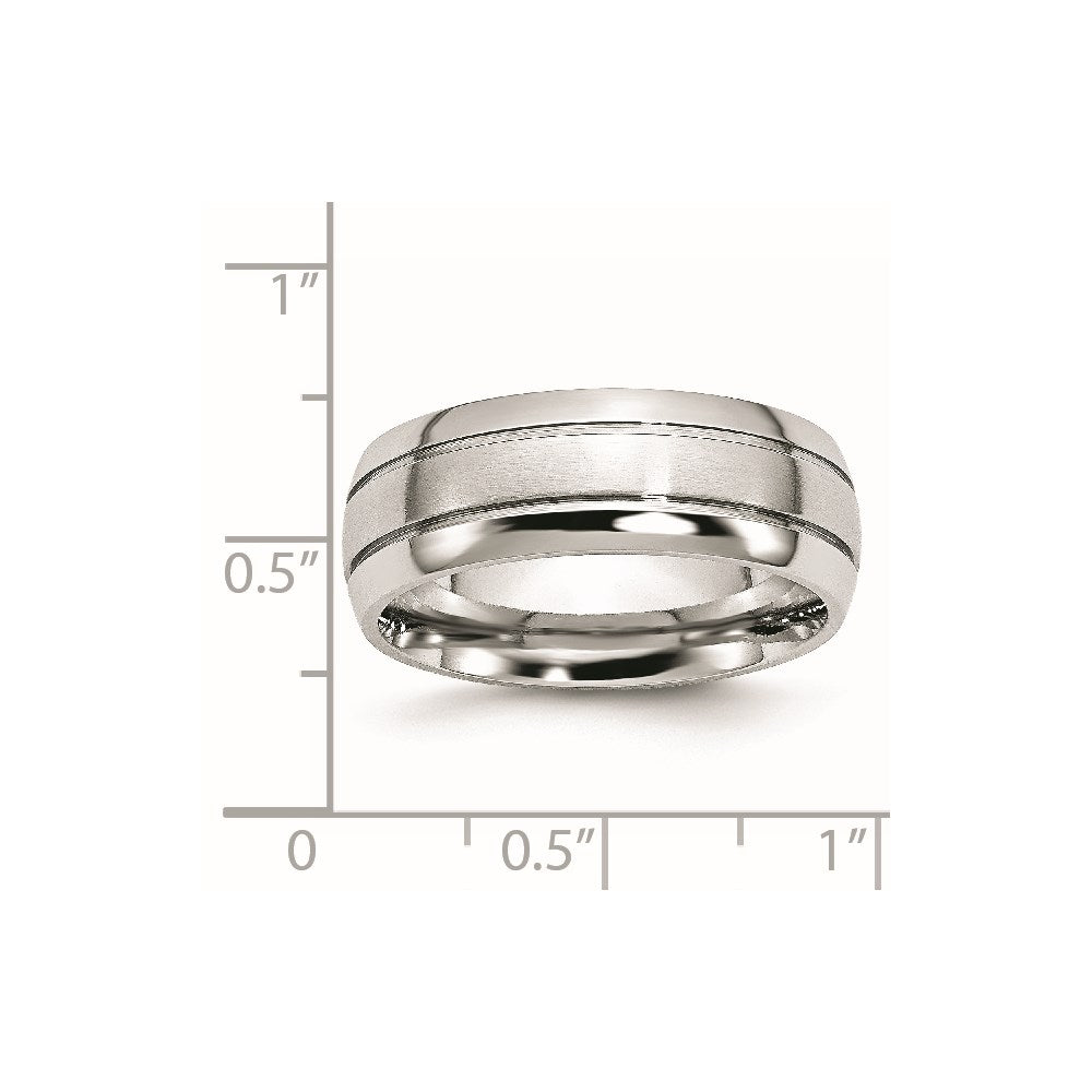 Chisel Cobalt Polished and Satin Grooved 8mm Band