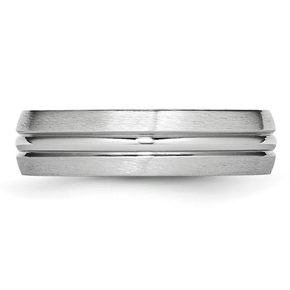 Chisel Cobalt Satin and Polished Grooved 6mm Band