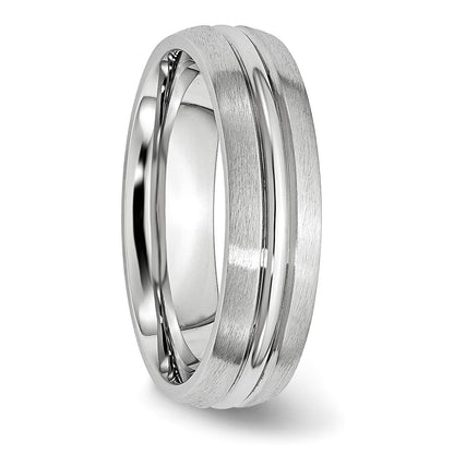 Chisel Cobalt Satin and Polished Grooved 6mm Band