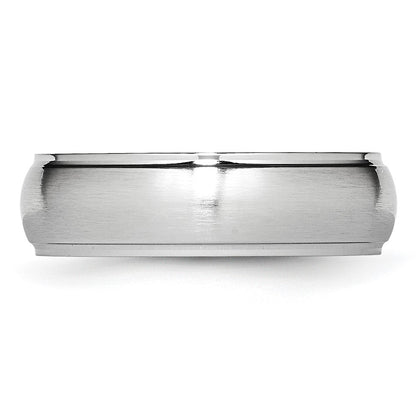 Chisel Cobalt Satin and Polished 7mm Ridged Edge Band
