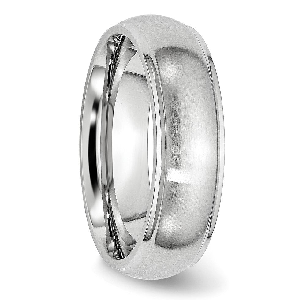Chisel Cobalt Satin and Polished 7mm Ridged Edge Band