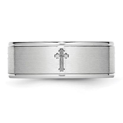 Chisel Cobalt Satin and Polished Ridged Edge 8mm Band