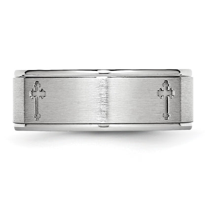 Chisel Cobalt Satin and Polished Ridged Edge 8mm Band