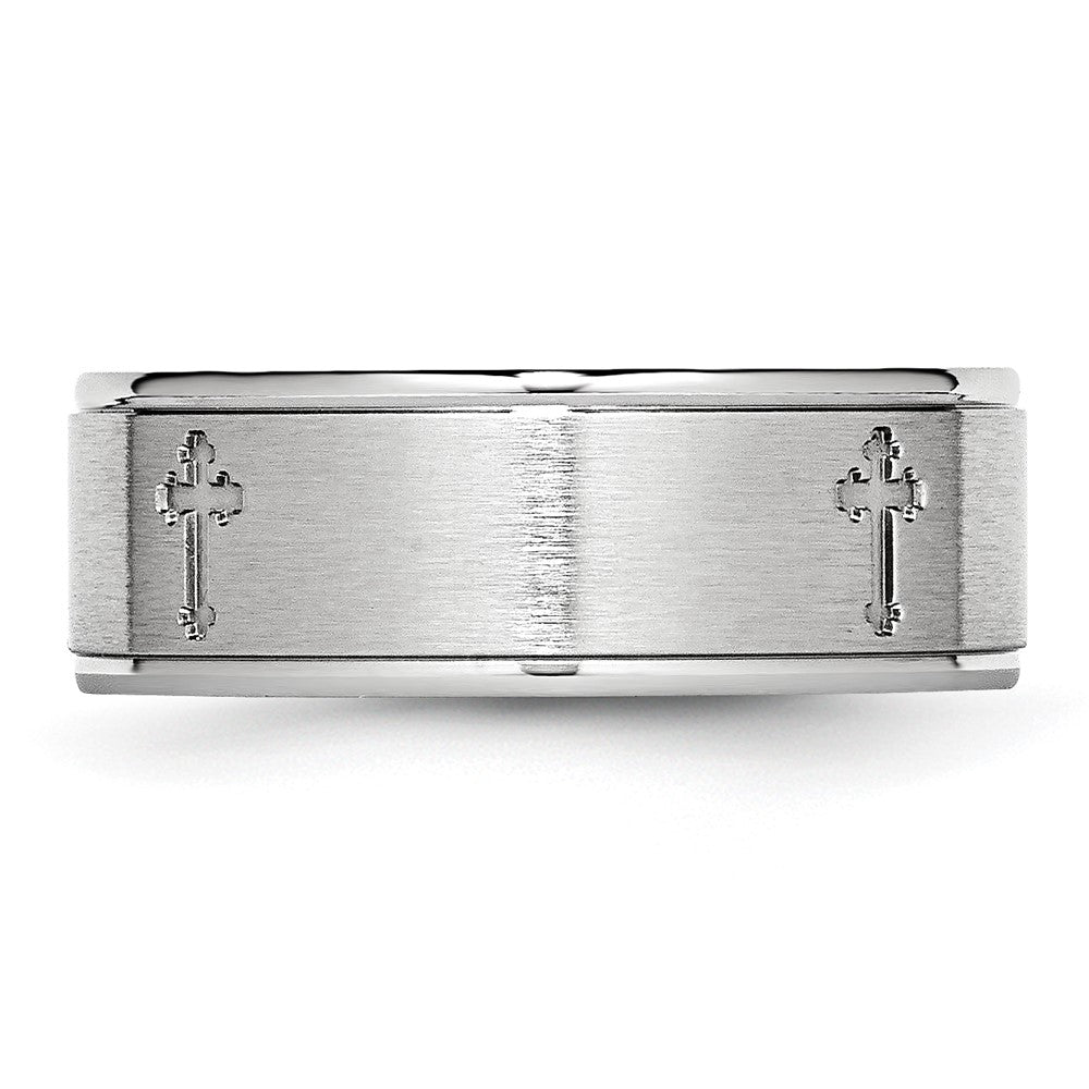 Chisel Cobalt Satin and Polished Ridged Edge 8mm Band
