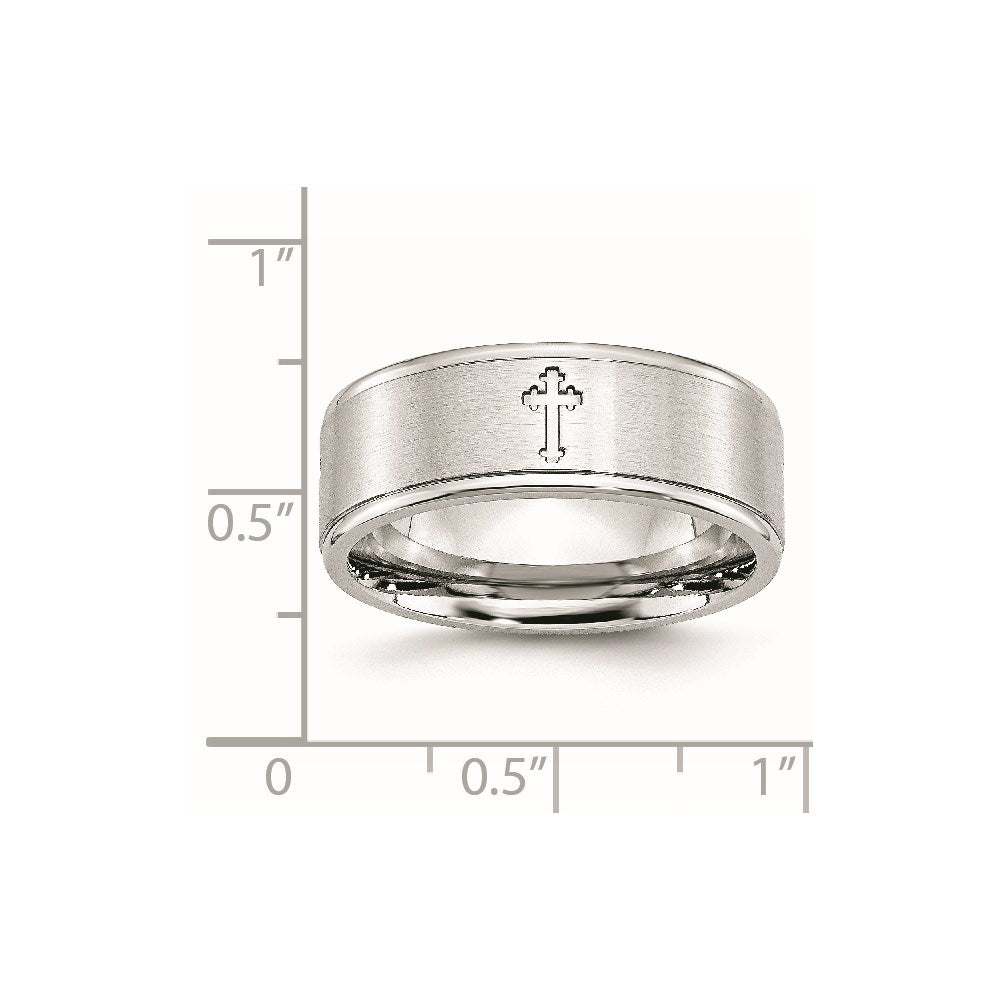 Chisel Cobalt Satin and Polished Ridged Edge 8mm Band