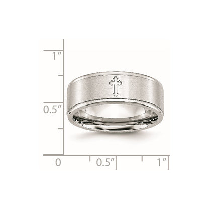 Chisel Cobalt Satin and Polished Ridged Edge 8mm Band