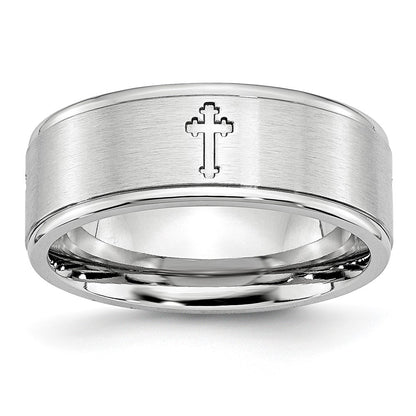 Chisel Cobalt Satin and Polished Ridged Edge 8mm Band