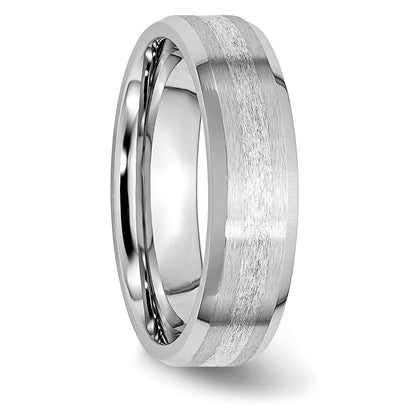Chisel Cobalt Sterling Silver Inlay Satin and Polished 6mm Beveled Edge Band