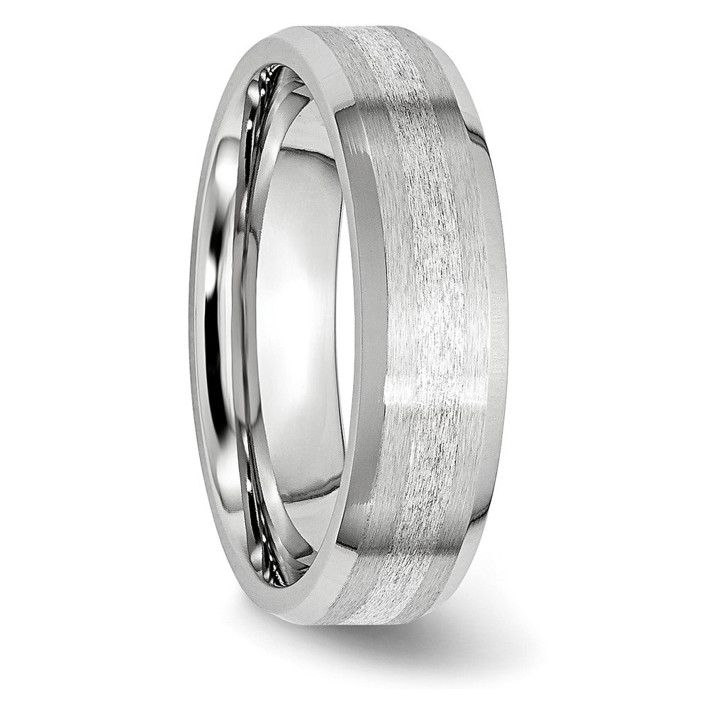 Chisel Cobalt Sterling Silver Inlay Satin and Polished 6mm Beveled Edge Band