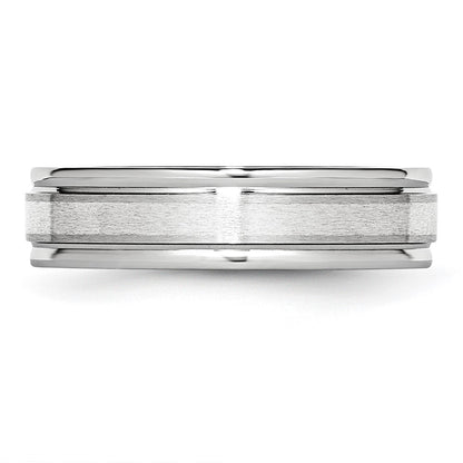 Chisel Cobalt Sterling Silver Inlay Satin and Polished 6mm Band