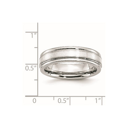 Chisel Cobalt Sterling Silver Inlay Satin and Polished 6mm Band