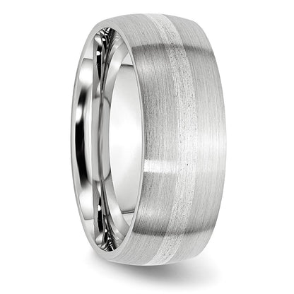 Chisel Cobalt Sterling Silver Inlay Satin 8mm Band