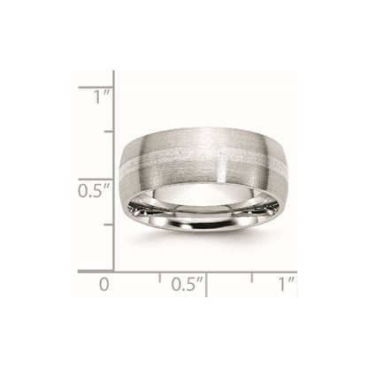 Chisel Cobalt Sterling Silver Inlay Satin 8mm Band