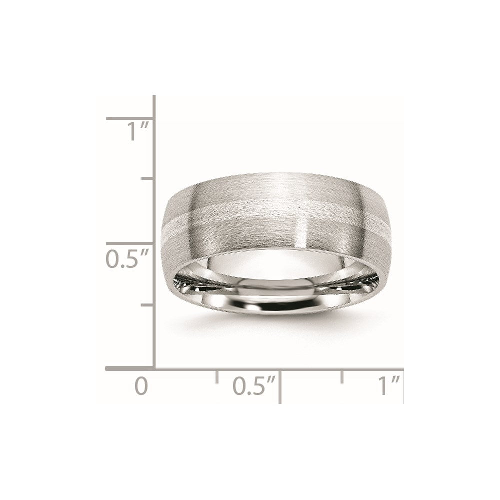 Chisel Cobalt Sterling Silver Inlay Satin 8mm Band