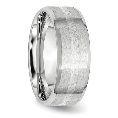Chisel Cobalt Sterling Silver Inlay Satin and Polished Beveled Edge 8mm Band